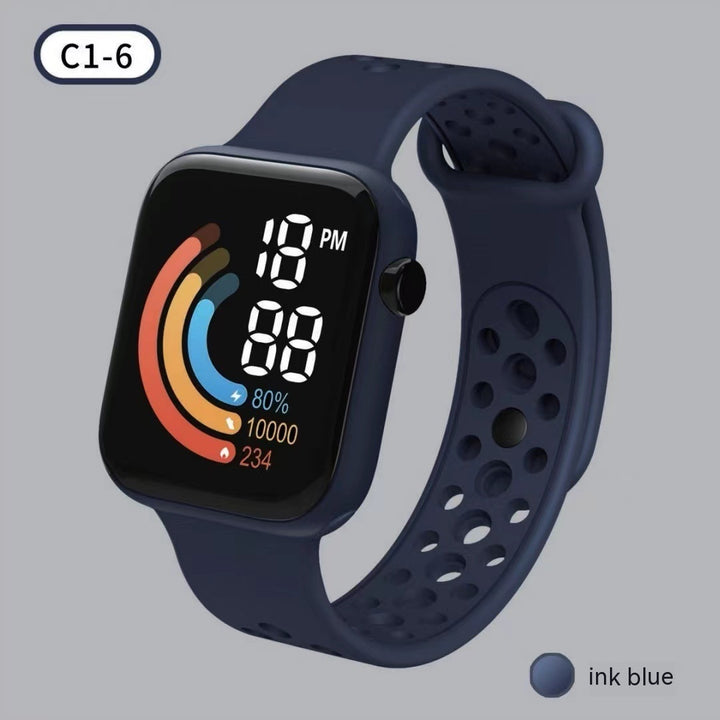 Children's Watch Rainbow Digital Display Small Square LED