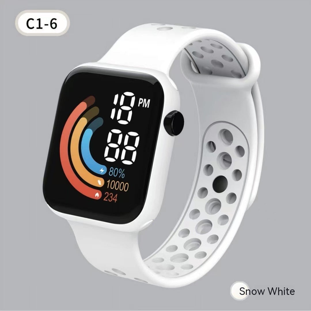 Children's Watch Rainbow Digital Display Small Square LED