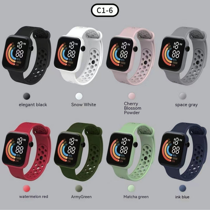 Children's Watch Rainbow Digital Display Small Square LED