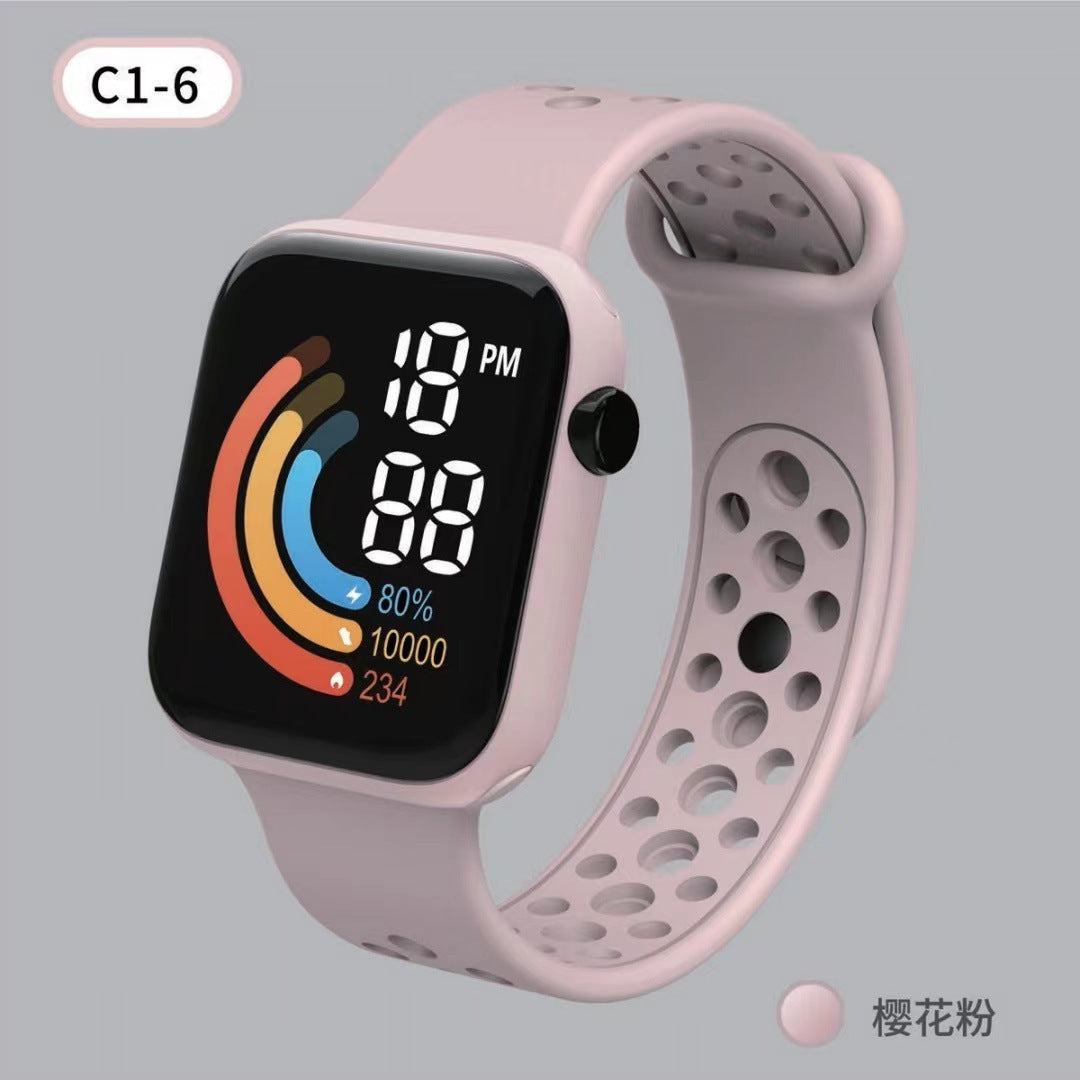 Children's Watch Rainbow Digital Display Small Square LED