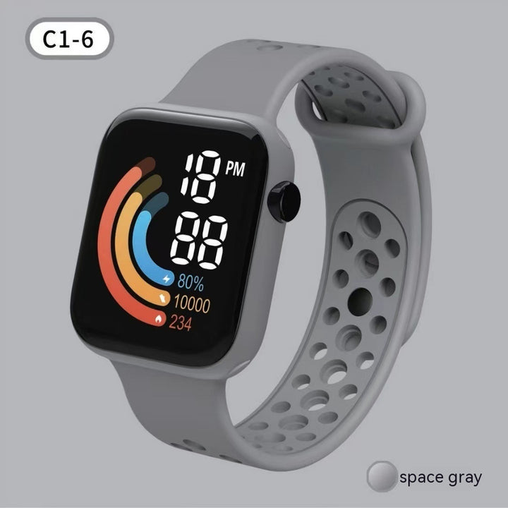Children's Watch Rainbow Digital Display Small Square LED