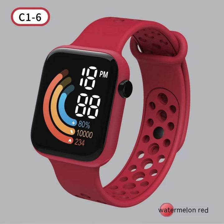 Children's Watch Rainbow Digital Display Small Square LED