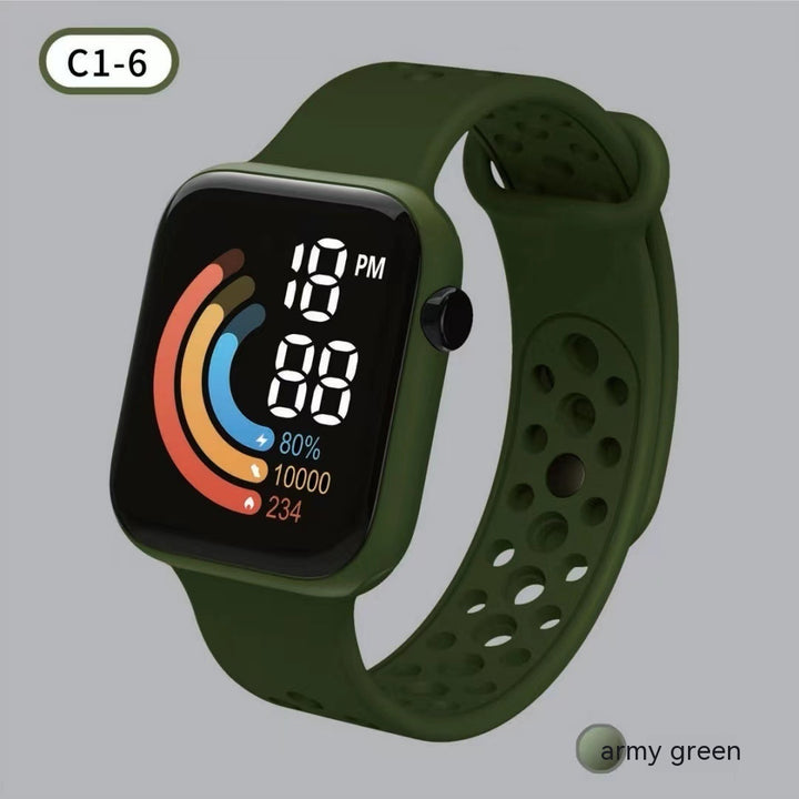 Children's Watch Rainbow Digital Display Small Square LED